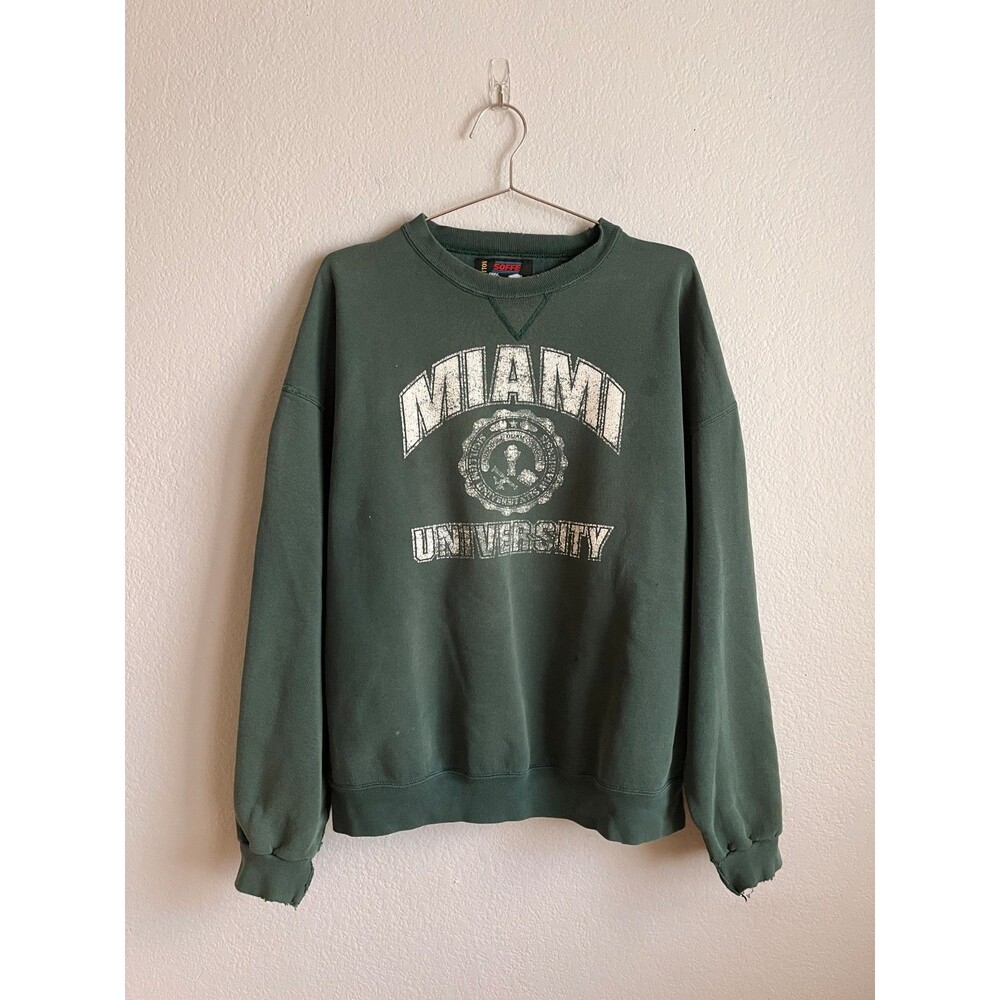 Vintage 1980's Miami University Graphic Sweatshirt in Green Size XL